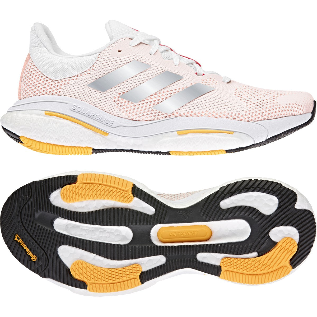 Women's Solar Glide 5 Running Shoe - Core White/Silver Met/Lt Flash Orange - Regular (B)