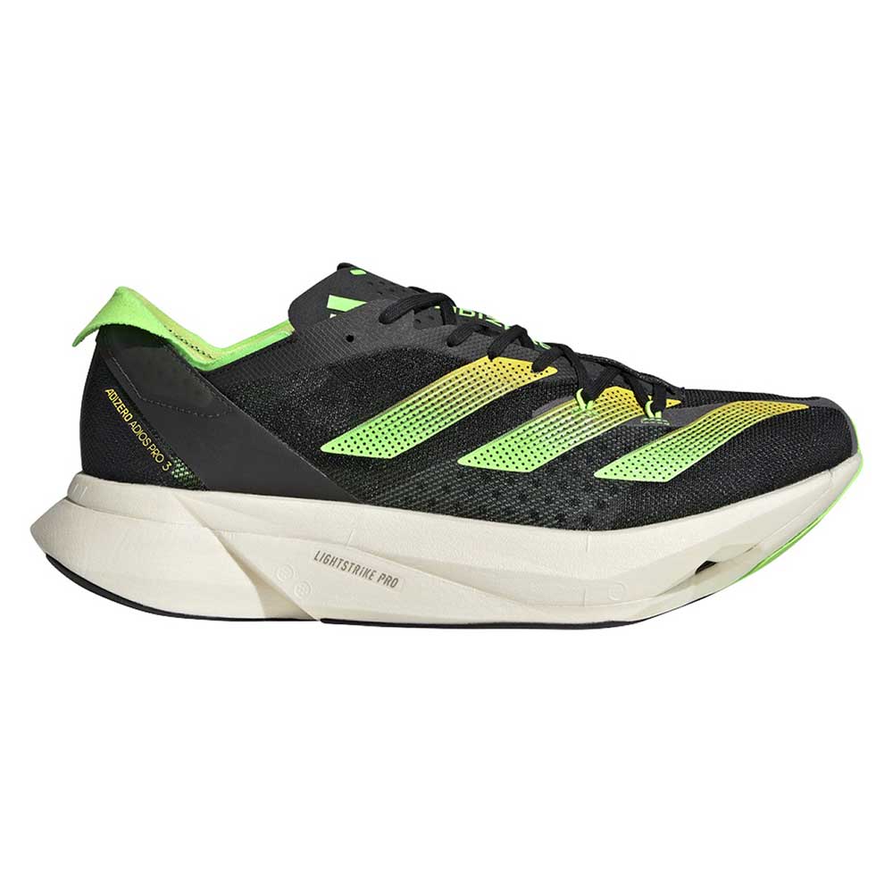 Unisex AdiZERO Adios Pro 3 Running Shoe - Core Black/Beam Yellow/Solar  Green - Regular (D)