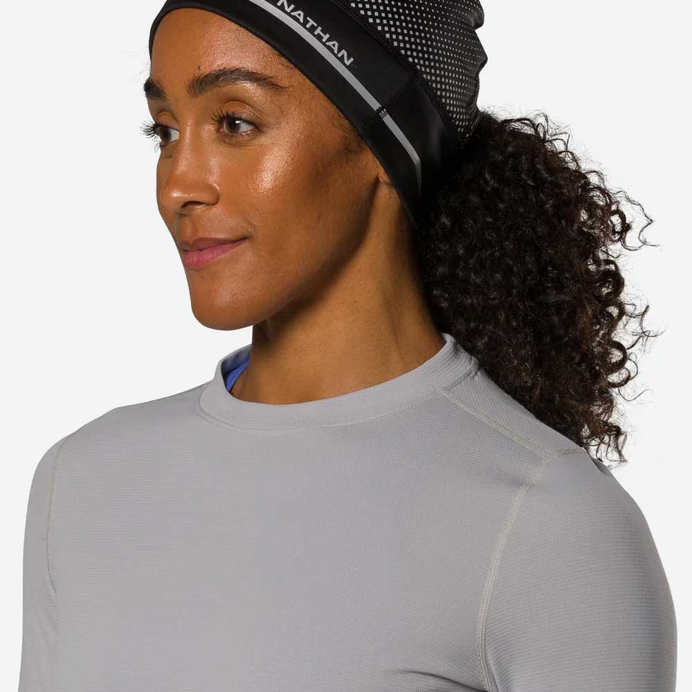 HyperNight Reflective Pony Tail Beanie - Black/Geo Print
