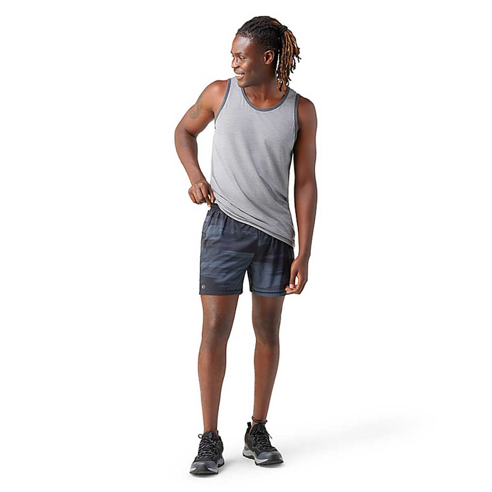 Men's Active Lined 5in Shorts - Black Horizon Print