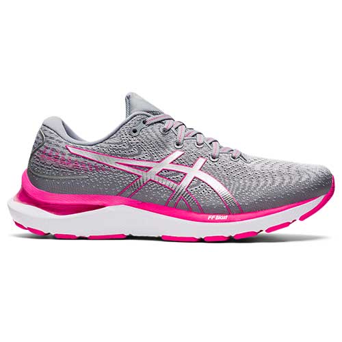 Women's Gel-Cumulus 24 Running Shoes - Sheet Rock/Pink Glo- Wide (D) Gazelle Sports