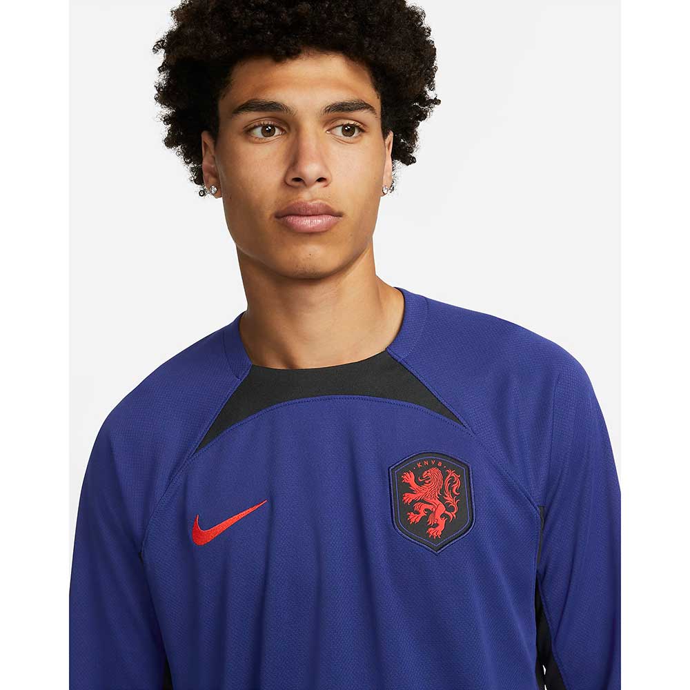 Men's Netherlands 2022/23 Away Long Sleeve Away Jersey - Deep Royal/Black