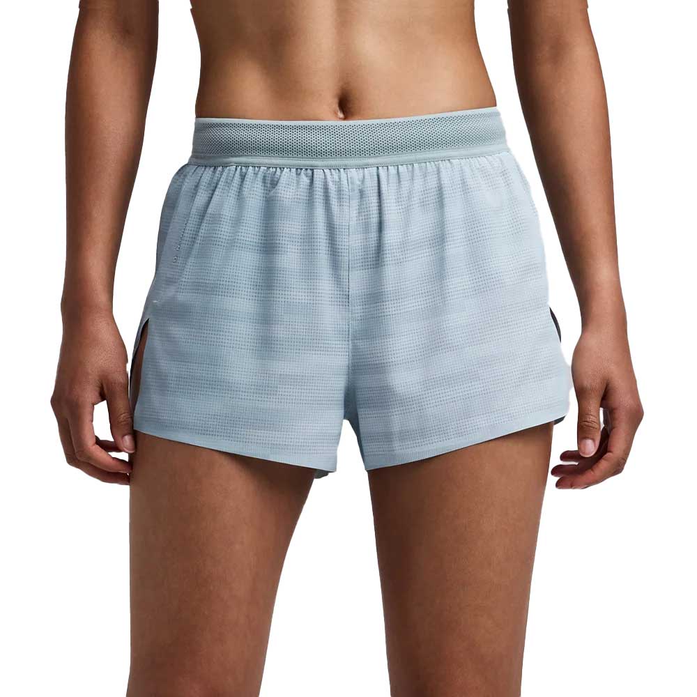 Women's Split Shorts - Uneven Horizontal Gradient Lagoon/Mist
