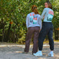 Women's RUN MICH Stacked Performance Tech Crewneck Sweatshirt 2.0 - Silver Cloud/White Woven Square Patch w/ Light Gray Gazelle