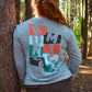 Women's RUN MICH Stacked Performance Tech Crewneck Sweatshirt 2.0 - Silver Cloud/White Woven Square Patch w/ Light Gray Gazelle