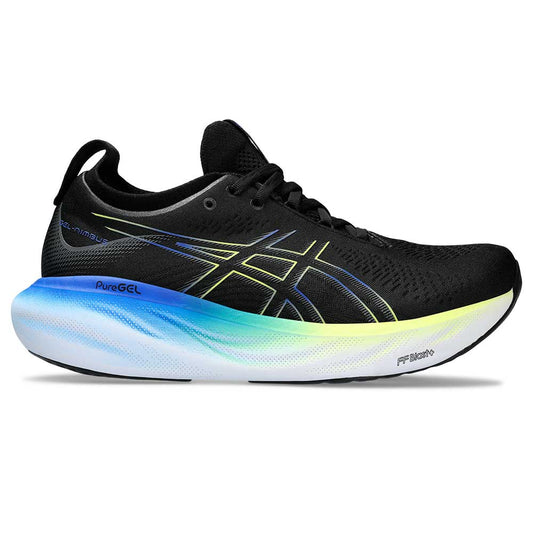 Men's Gel-Nimbus 25 Running Shoe - Black/Glow Yellow- Wide (2E)