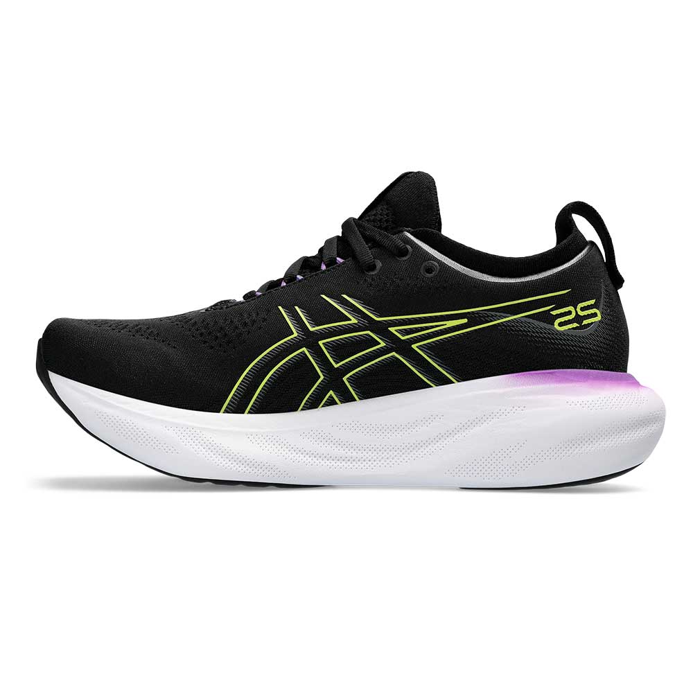 Women's Gel-Nimbus 25 Running Shoe - Black/Glow Yellow- Regular (B)