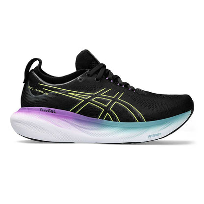 Women's Gel-Nimbus 25 Running Shoe - Black/Glow Yellow- Regular (B)