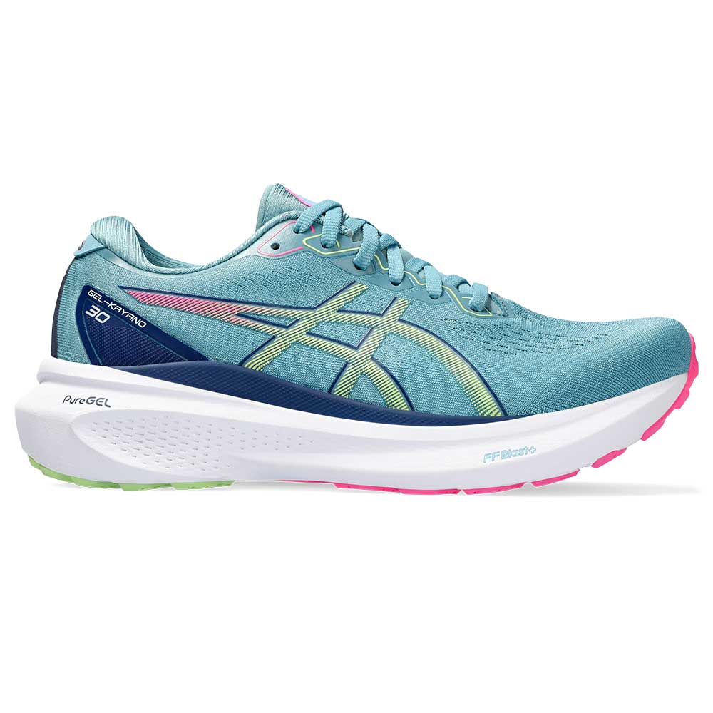 Women's Gel-Kayano 30 Running Shoe - Gris Blue/Lime Green- Regular (B)