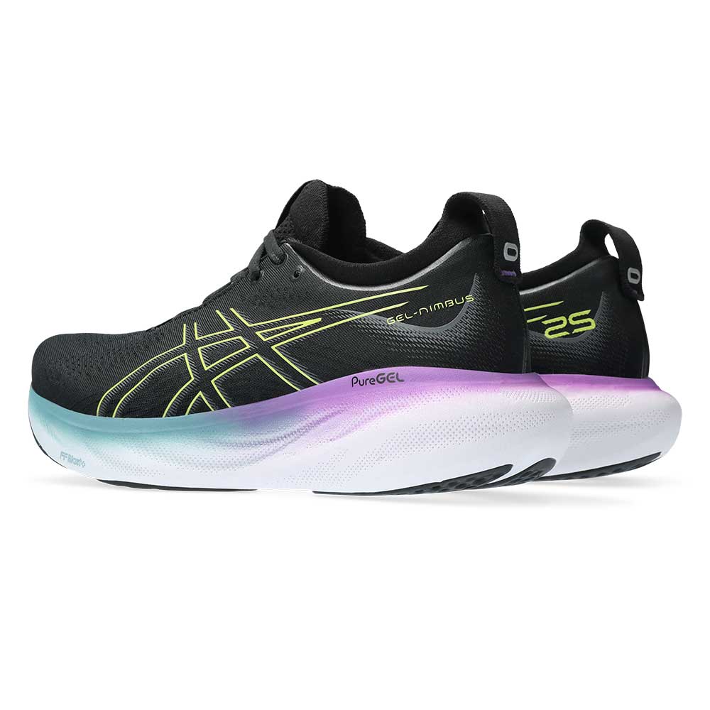 Women's Gel-Nimbus 25 Running Shoe - Black/Glow Yellow - Wide (D)