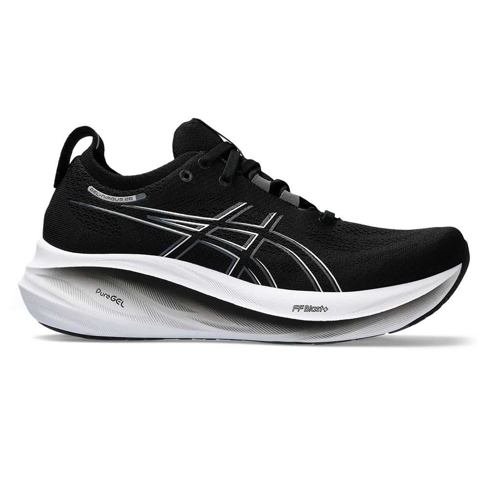 Women's Gel-Nimbus 26 Running Shoe - Black/Graphite Grey - Wide (D)