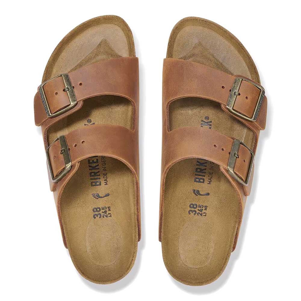 Women's Arizona Oiled Leather Sandal - Cognac - Medium/Narrow (B)
