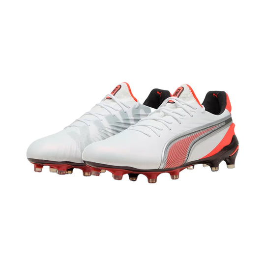 Men's King 20 Ultimate FG/AG Soccer Cleat - Puma White/Glowing Red/Puma Black - Regular (D)