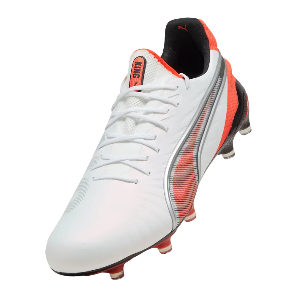 Men's King 20 Ultimate FG/AG Soccer Cleat - Puma White/Glowing Red/Puma Black - Regular (D)