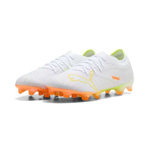 Ultra Nitro 7 Match White FG Soccer Cleat - Puma White/Yellow Alert/Heat Fire - Regular (D)