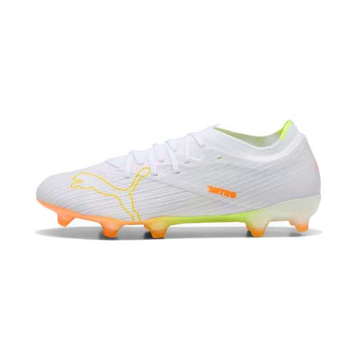 Ultra Nitro 7 Match White FG Soccer Cleat - Puma White/Yellow Alert/Heat Fire - Regular (D)