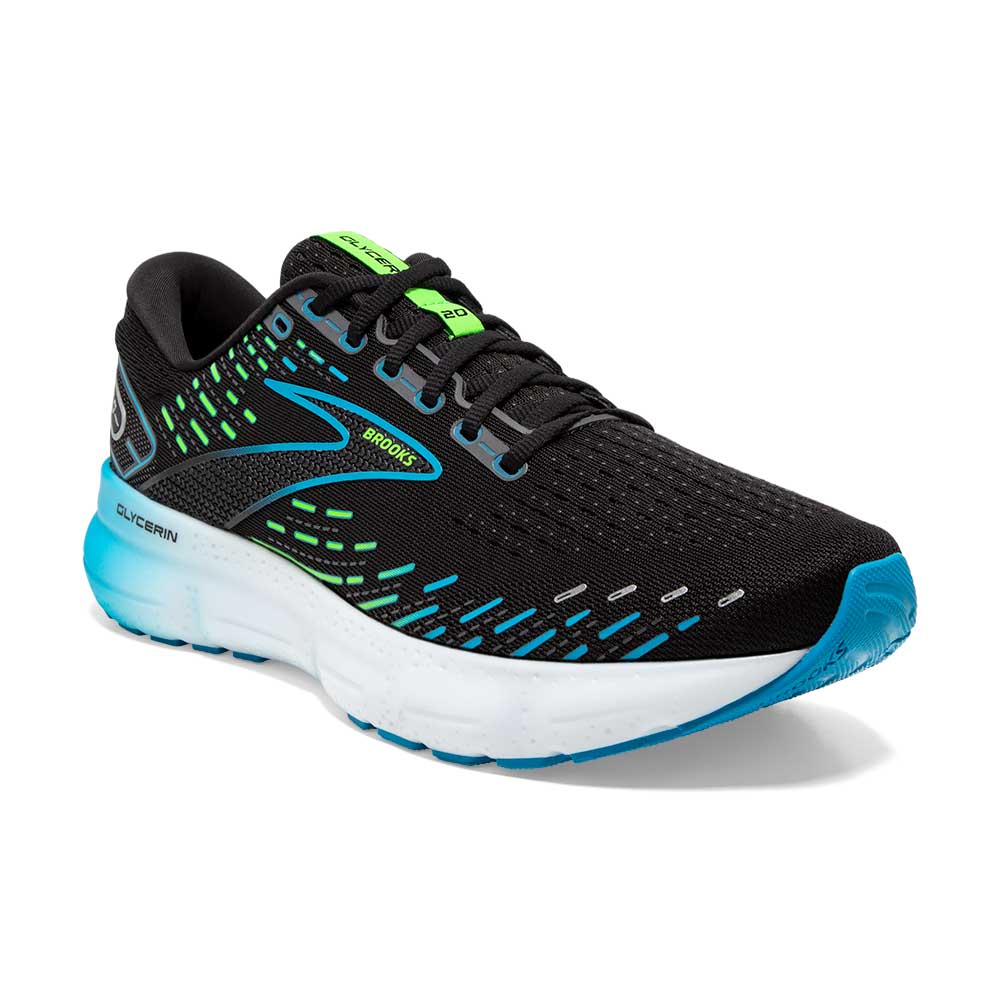 Men's Glycerin 20 Running Shoe  - Black/Hawaiian Ocean/Green - Regular (D)