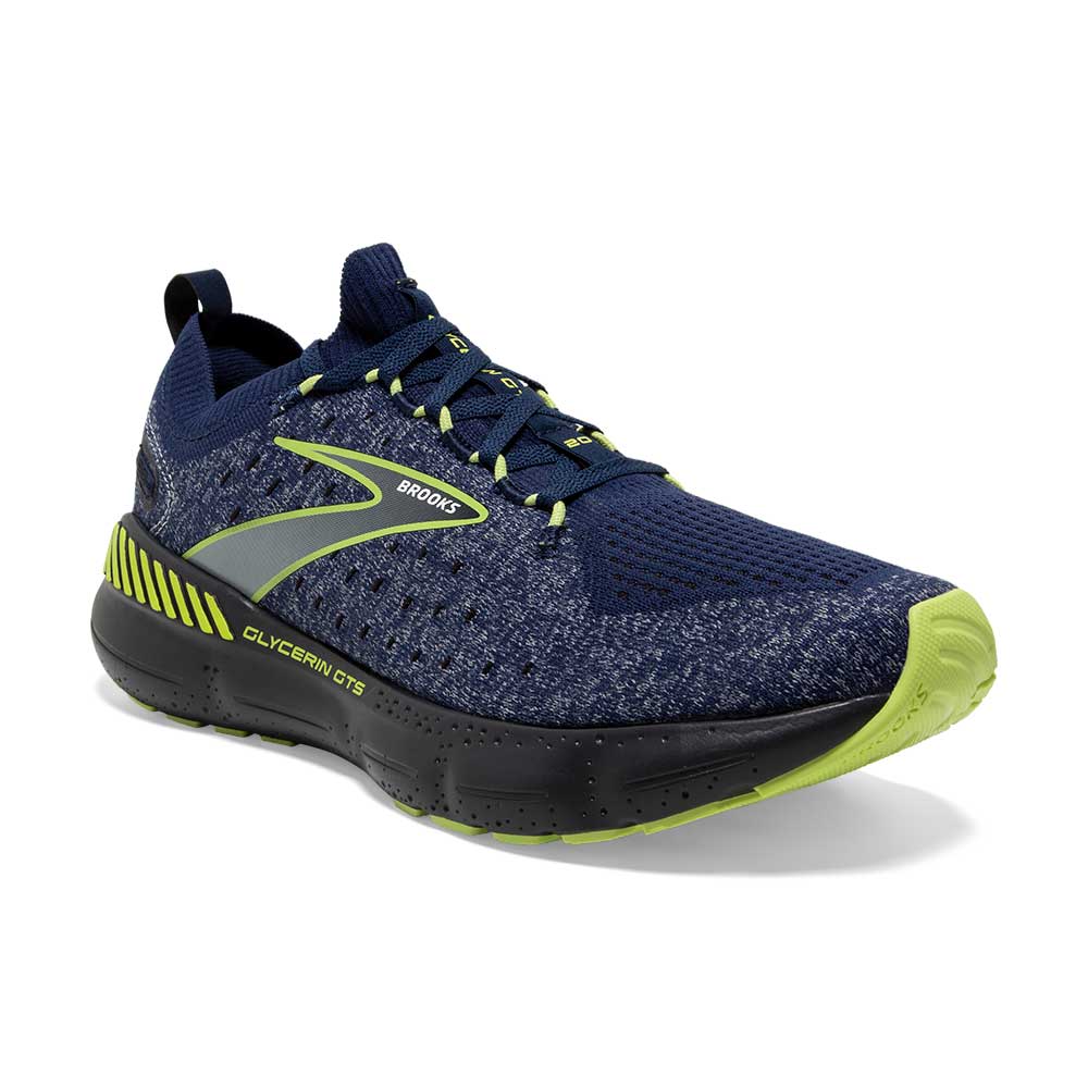 Men's Glycerin StealthFit GTS 20 Running Shoe - Blue/Ebony/Lime - Regular (D)