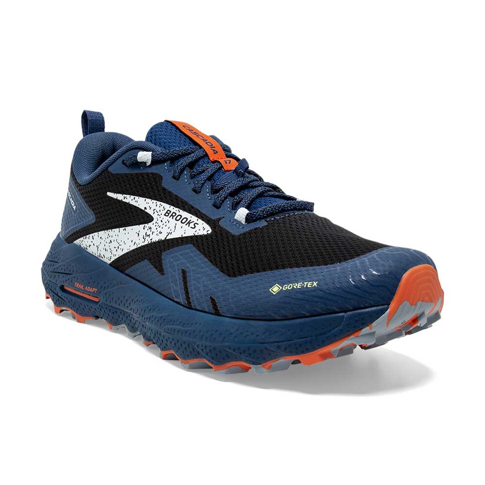Men's Cascadia 17 GTX Trail Running Shoe - Black/Blue/Firecracker - Regular (D)