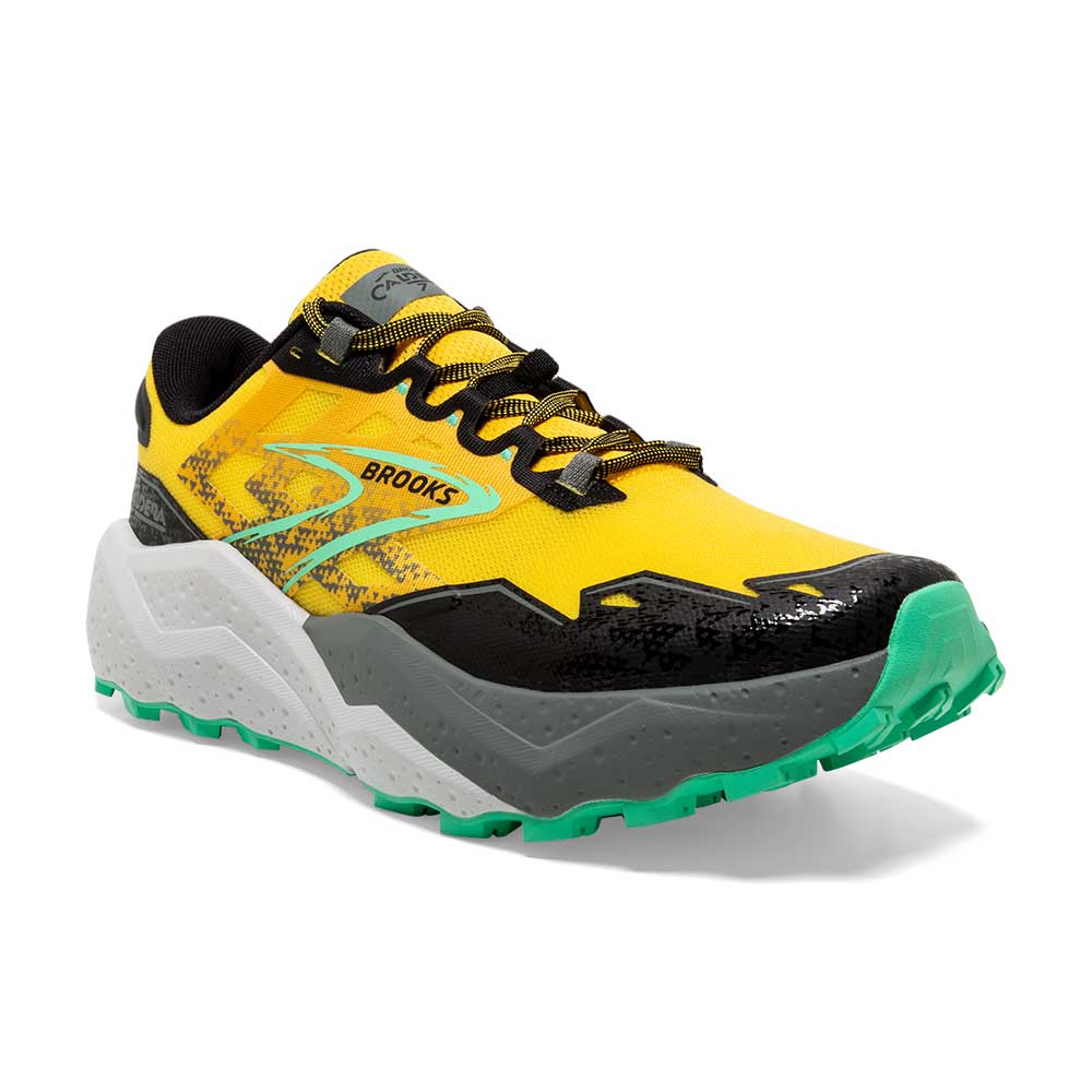Men's Caldera 7 Trail Running Shoe - Lemon Chrome/Black/Springbud - Regular (D)