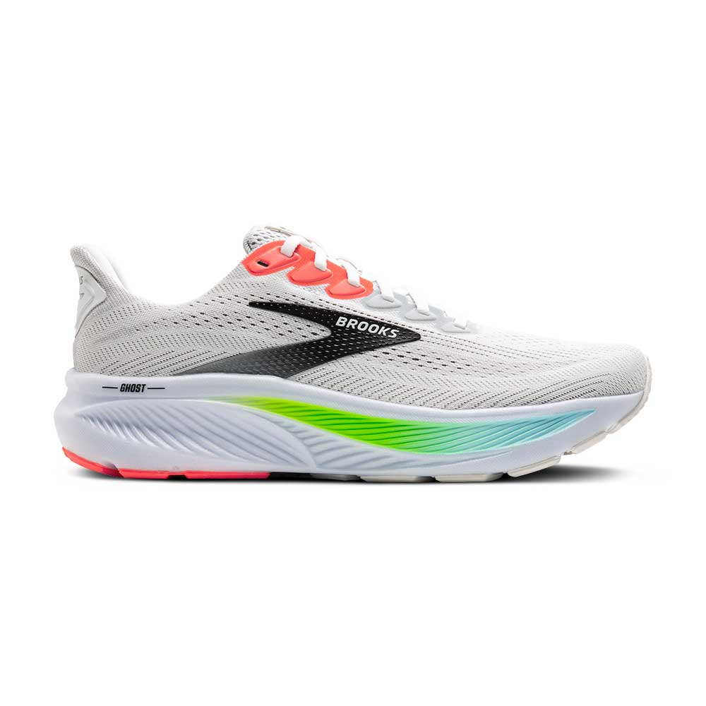 Men's Ghost 17 Running Shoe - White/Pink Clay/Gecko