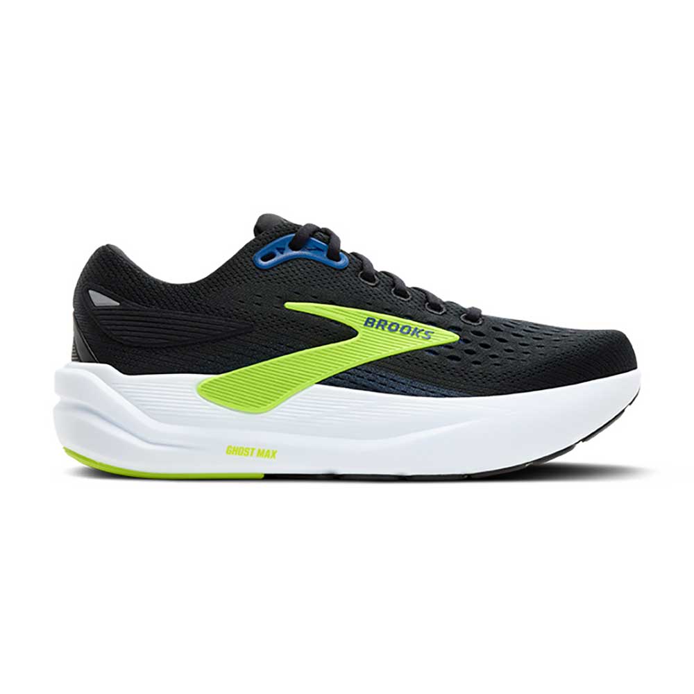 Men's Ghost Max 3 Running Shoe - Black/Navy/Acid Lime - Regular (D)