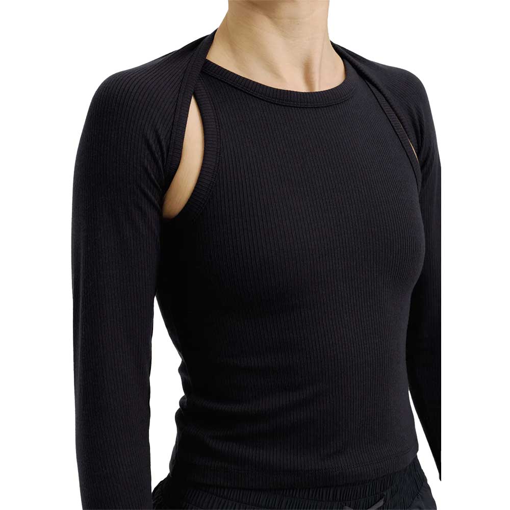 Women's Ribbed Recovery Shrug + Tank Set - Cool Black