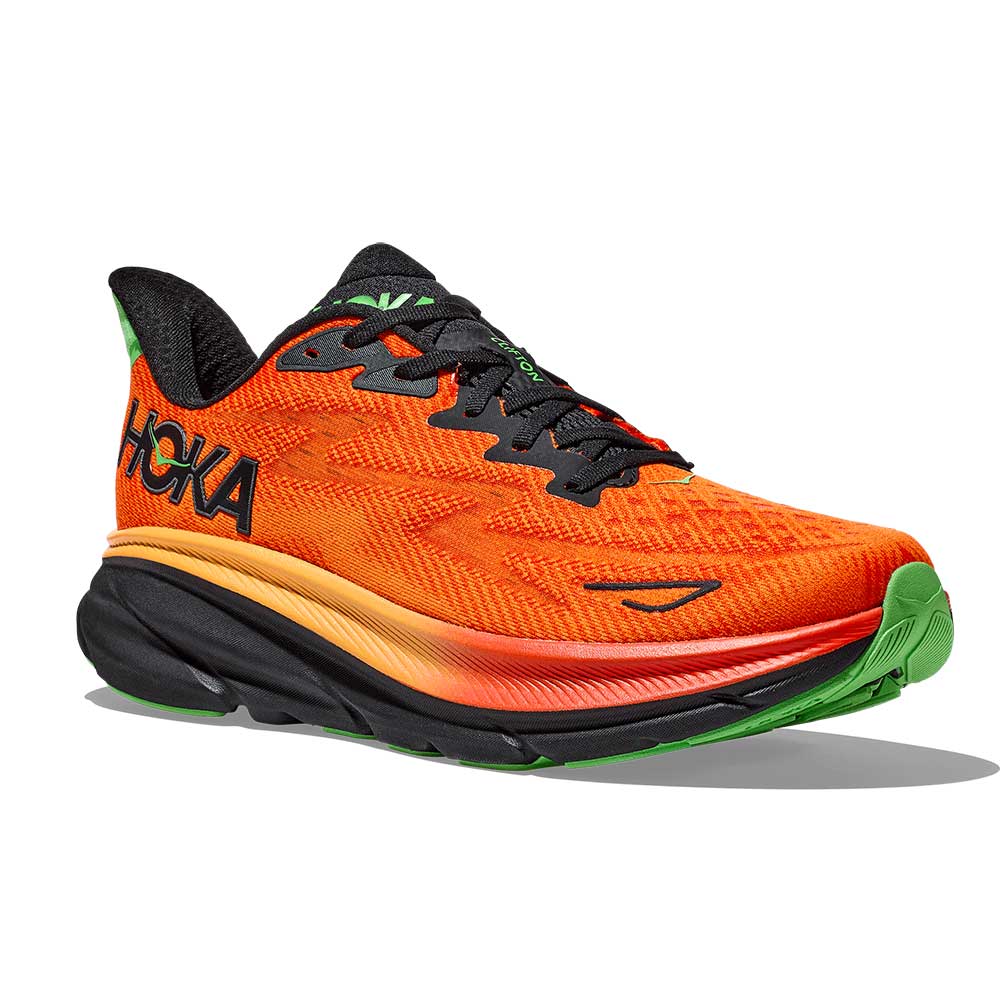 Men's Clifton 9 Running Shoe  - Flame/Vibrant Orange - Regular (D)