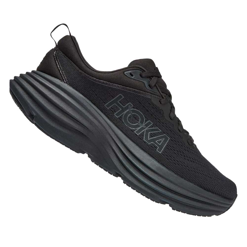 Men's Bondi 8 Running Shoe - Black/Black - Wide (2E)