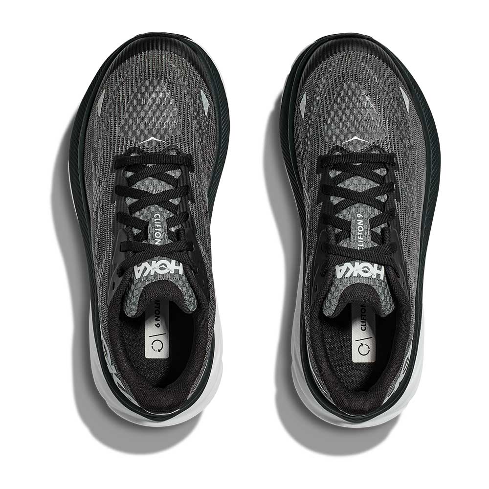 Youth Clifton 9 Running Shoe - Black/White - Regular (D)