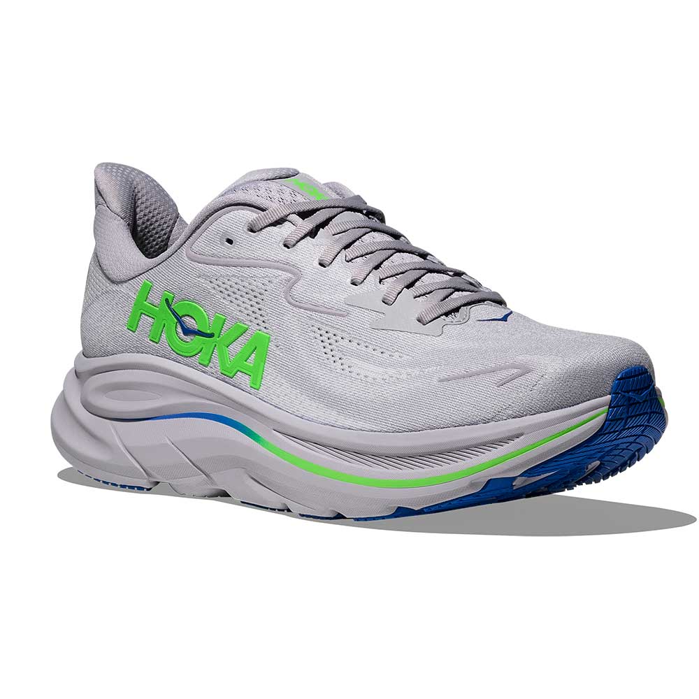 Men's Clifton 10 Running Shoe - Ash Grey/Neon Green - Regular (D)