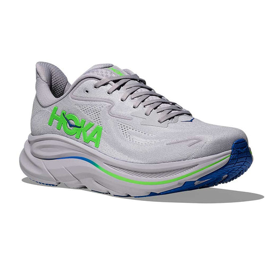 Men's Clifton 10 Running Shoe - Ash Grey/Neon Green - Regular (D)