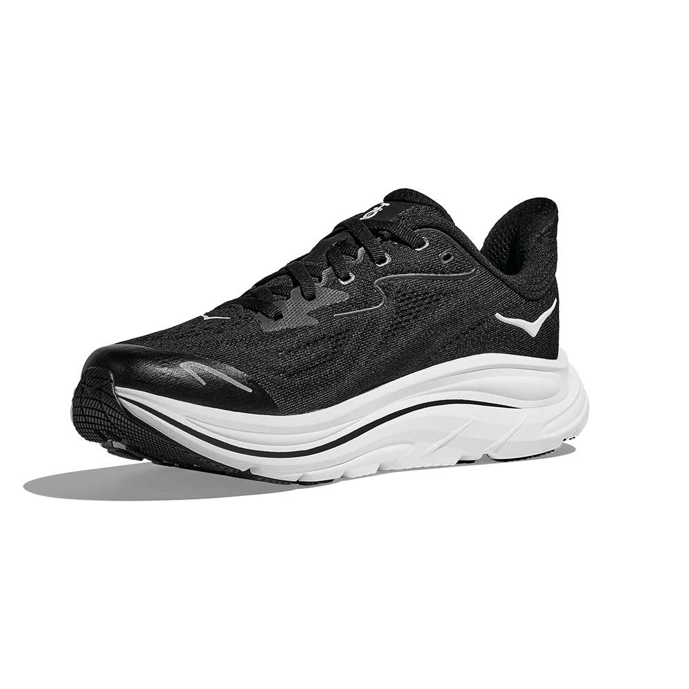 Youth Clifton 10 Running Shoe - Black/White - Regular (D)