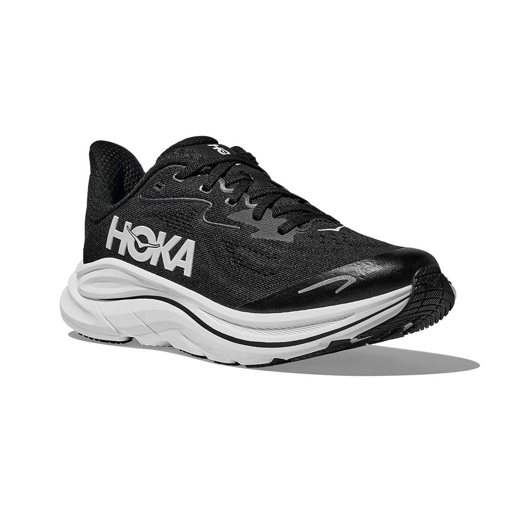 Youth Clifton 10 Running Shoe - Black/White - Regular (D)