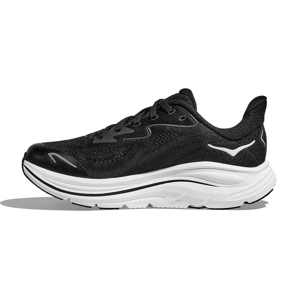 Youth Clifton 10 Running Shoe - Black/White - Regular (D)
