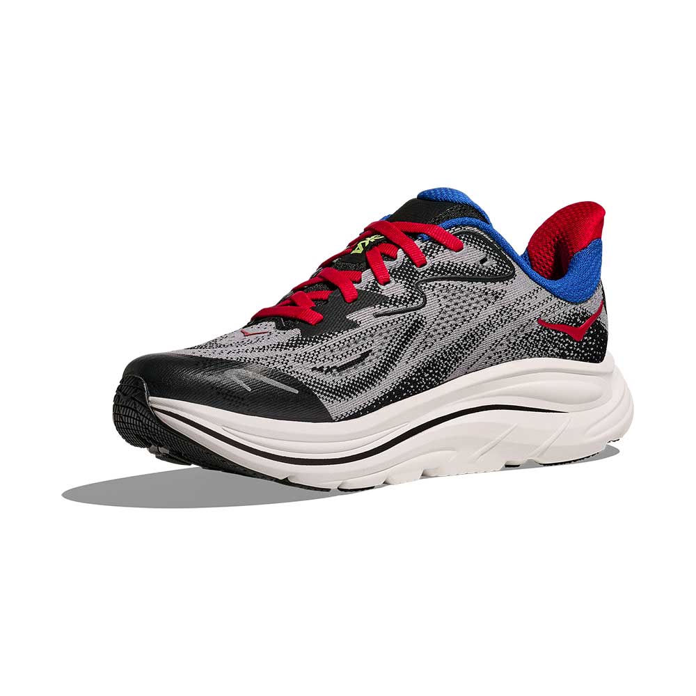 Youth Clifton 10 Running Shoe - Foggy Grey/Black - Regular (D)