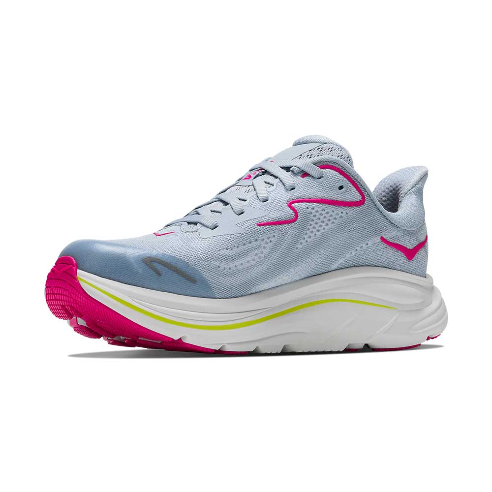 Youth Clifton 10 Running Shoe - Overcast/Neon Dragonfruit - Regular (D)