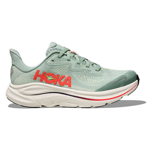 Youth Clifton 10 Running Shoe - Sage/Neon Flame - Regular (D)