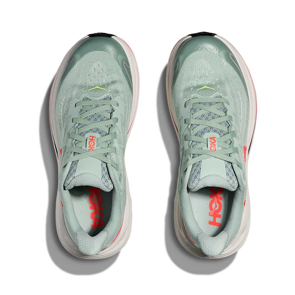 Youth Clifton 10 Running Shoe - Sage/Neon Flame - Regular (D)