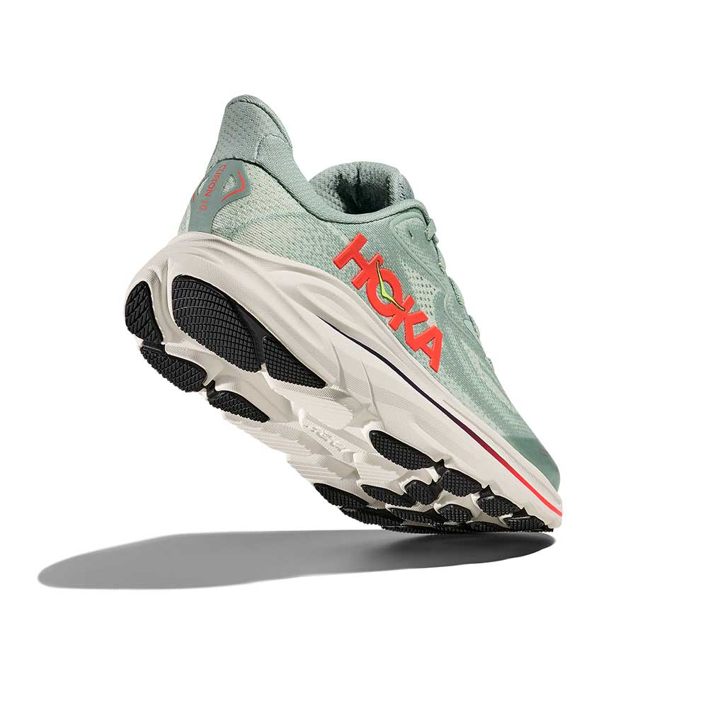 Youth Clifton 10 Running Shoe - Sage/Neon Flame - Regular (D)