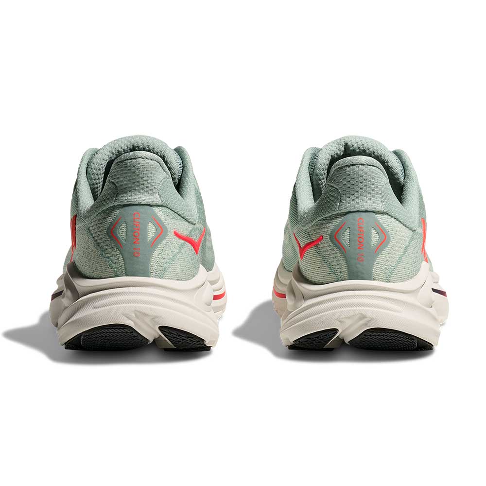 Youth Clifton 10 Running Shoe - Sage/Neon Flame - Regular (D)