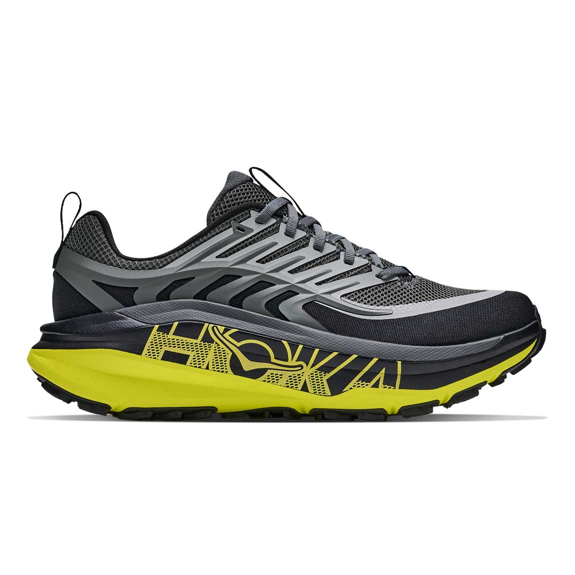 Men's Stinson 8 Trail Running Shoe - Black/Hoka Citrus - Regular (D)