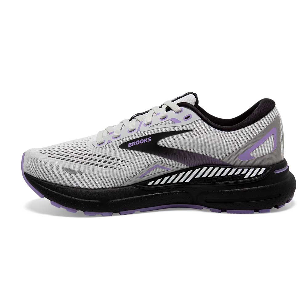 Women's Adrenaline GTS 23 Running Shoe - Grey/Black/Purple- Wide (D)