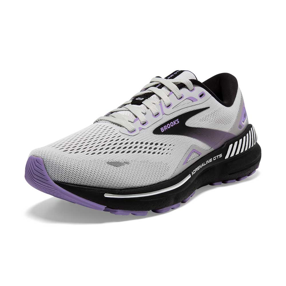 Women's Adrenaline GTS 23 Running Shoe - Grey/Black/Purple- Wide (D)