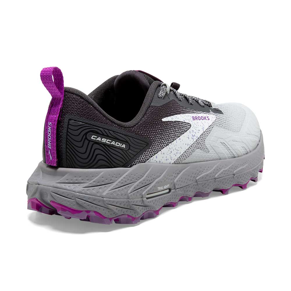 Women's Cascadia 17 Trail Running Shoe - Oyster.Blackened Pearl/Purple - Wide (D)