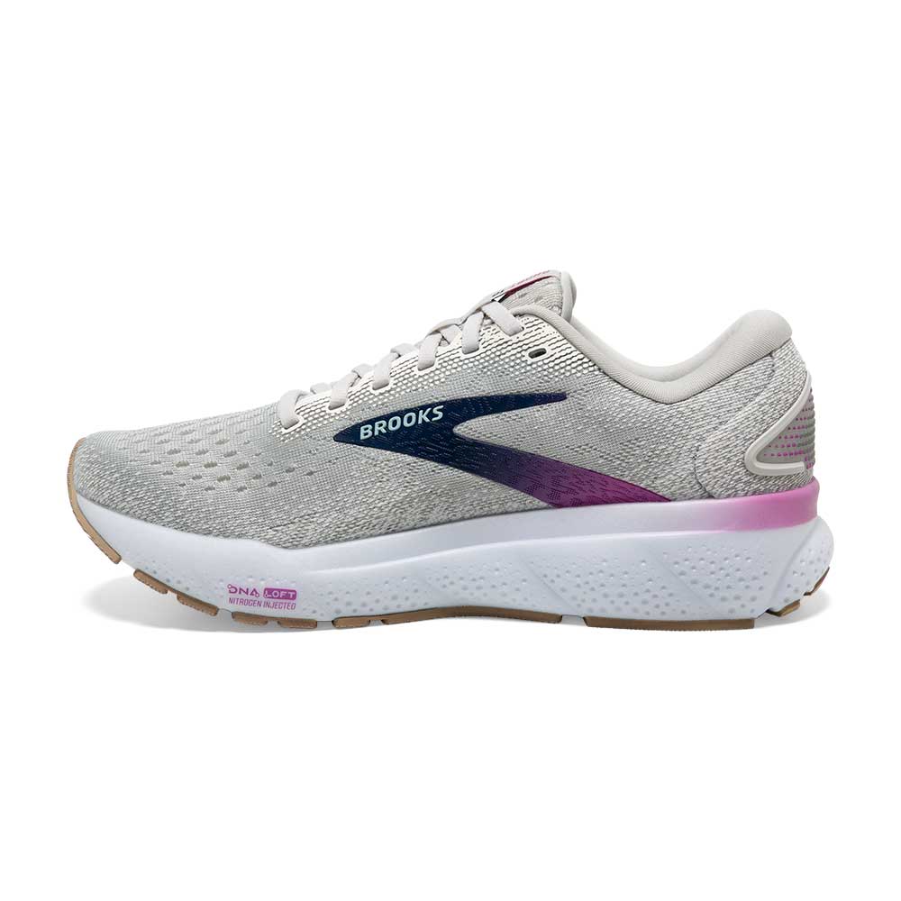 Women's Ghost 16 Running Shoe - White/Grey/Estate Blue - Wide (D)