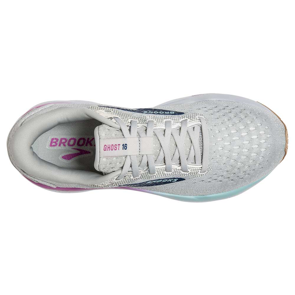 Women's Ghost 16 Running Shoe - White/Grey/Estate Blue - Wide (D)