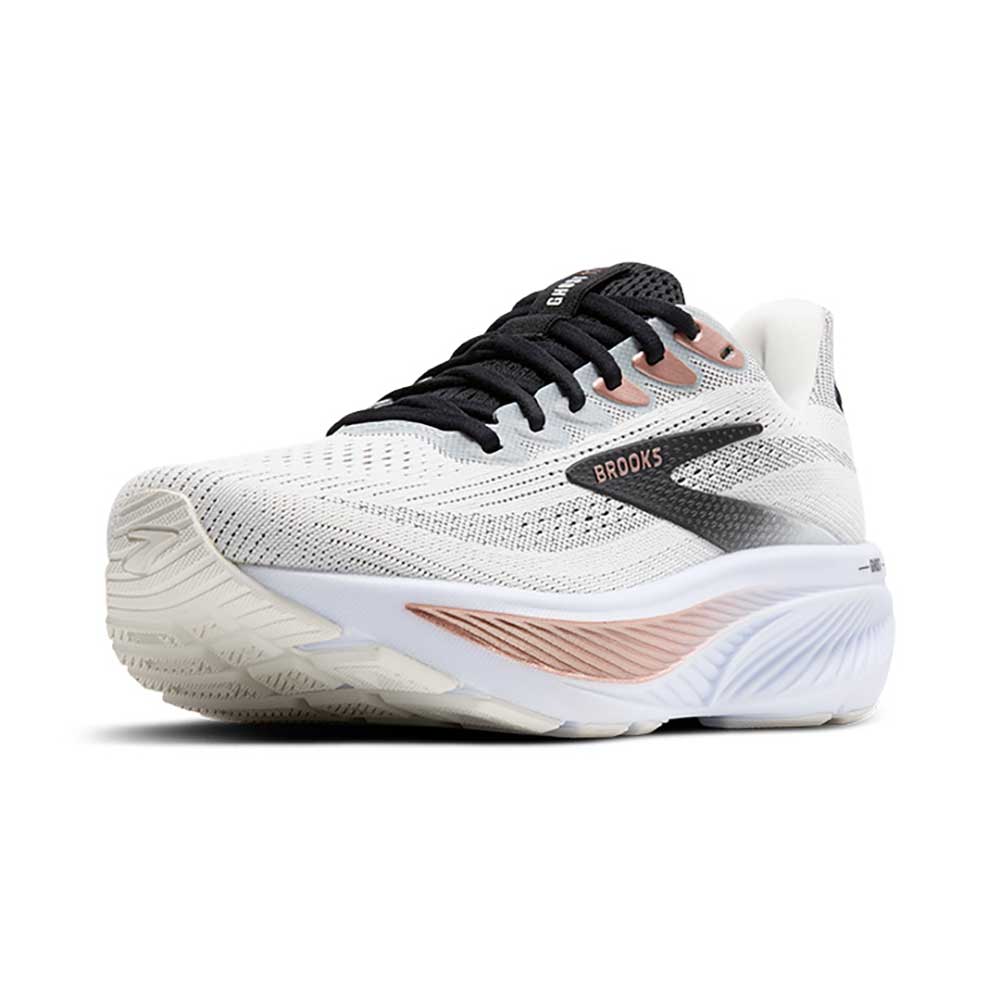 Women's Ghost 17 Running Shoe - White/Black/Rose Gold - Wide (D)
