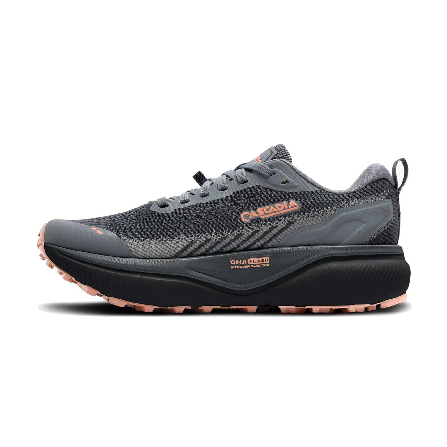 Women's Cascadia 20 Trail Running Shoe - Grey/Grey/Peach - Regular (B)