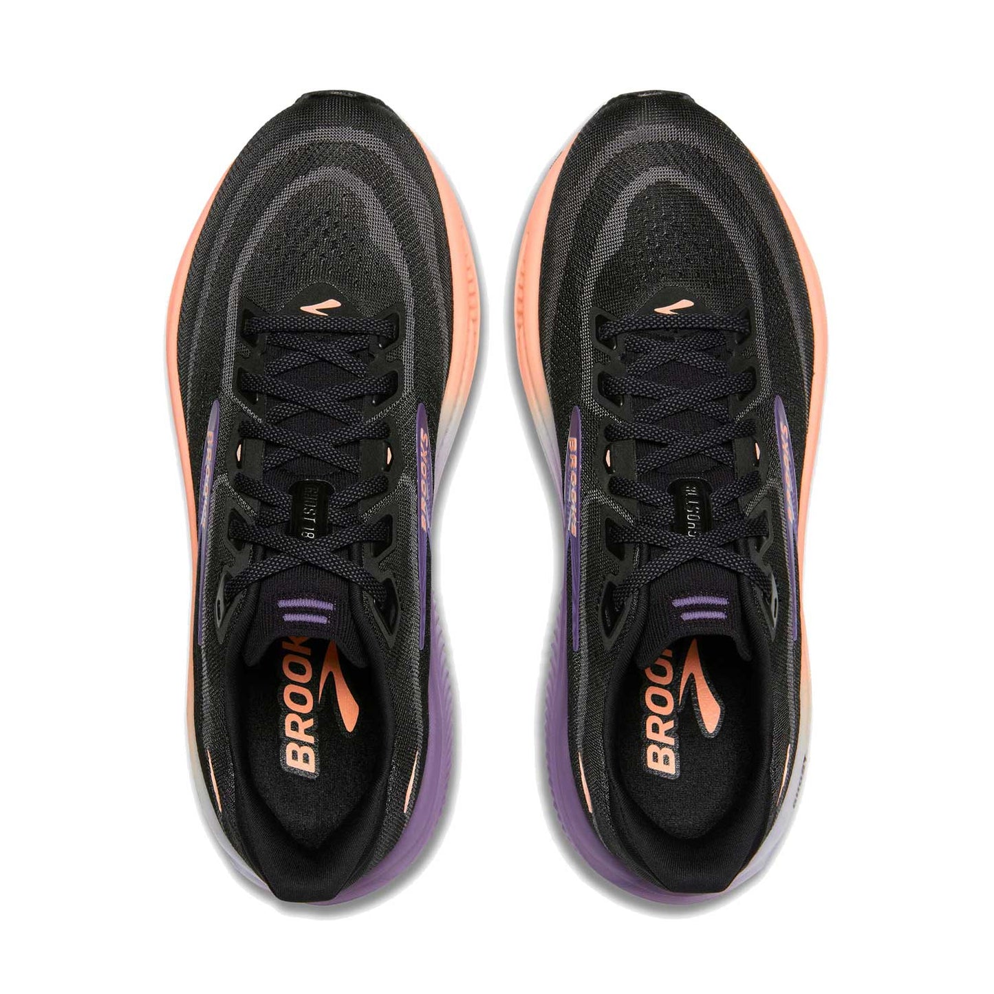 Women's Ghost 18 Running Shoe - Black/Mulled Grape/Peach - Regular (B)